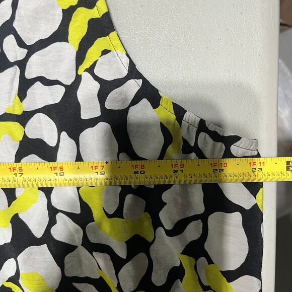 Nine West Women's Button Front Ruffle Hem Dress XXL Sleeveless Black Yellow - Picture 7 of 8